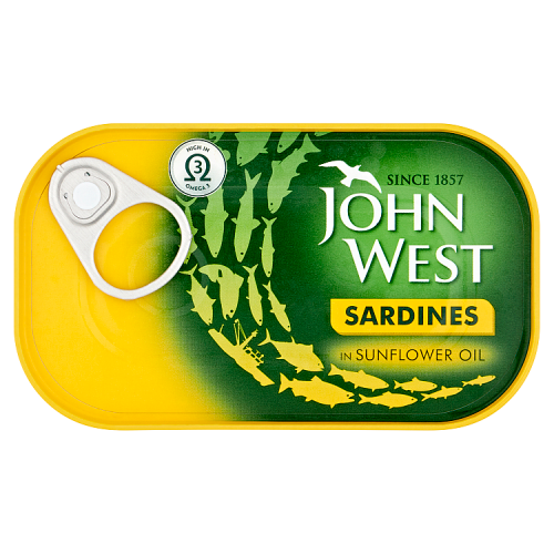 JOHN WEST SARDINES IN SUNFLOWER OIL 12x120GRM