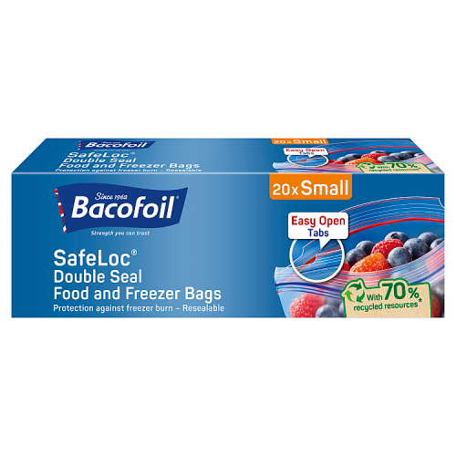 BACOFOIL SAFELOC FOOD AND FREEZER BAGS 1LTR 12x20'S