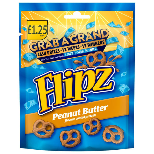 FLIPZ PEANUT BUTTER PRETZELS 6x90GRM