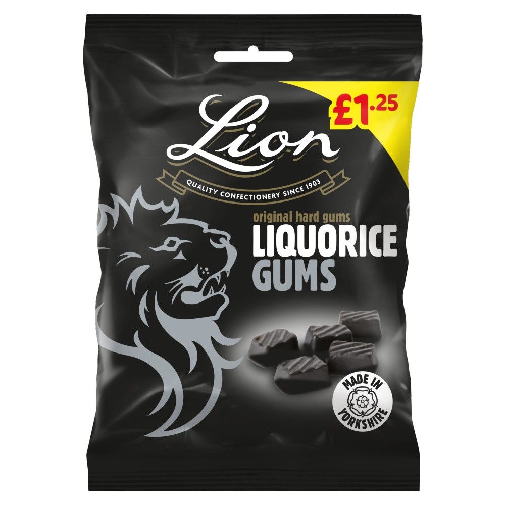 LION BAGS LIQUORICE GUMS 12x130G
