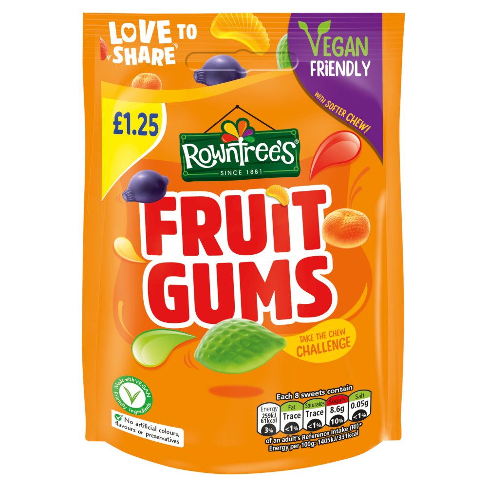 ROWNTREES HANG BAG FRUIT GUMS 10x120G