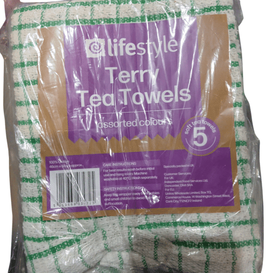 LIFESTYLE 5PK TERRY TEA TOWEL