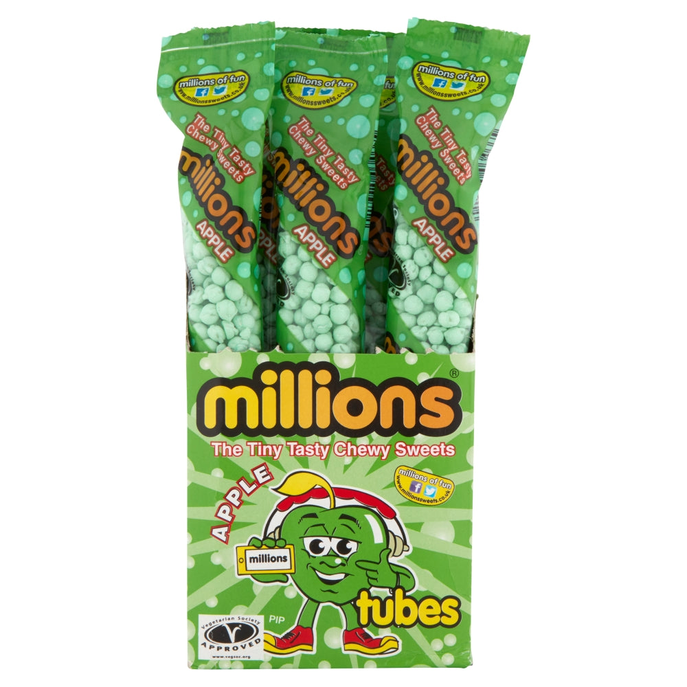 MILLIONS SOUR APPLE TUBES 12x55GRM