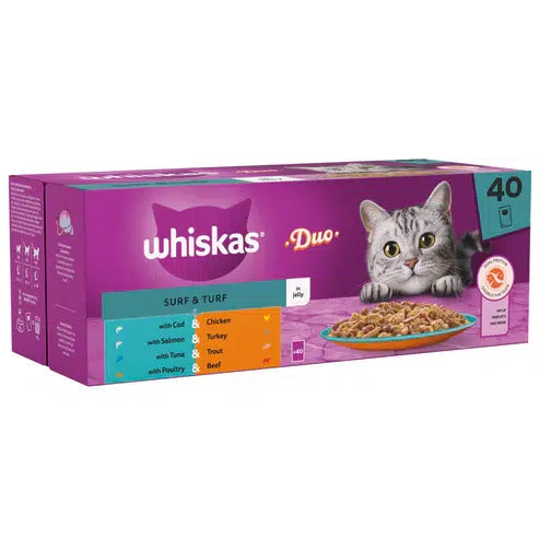WHISKAS 1+ CAT POUCH DUO SURF & TAS 40x85G