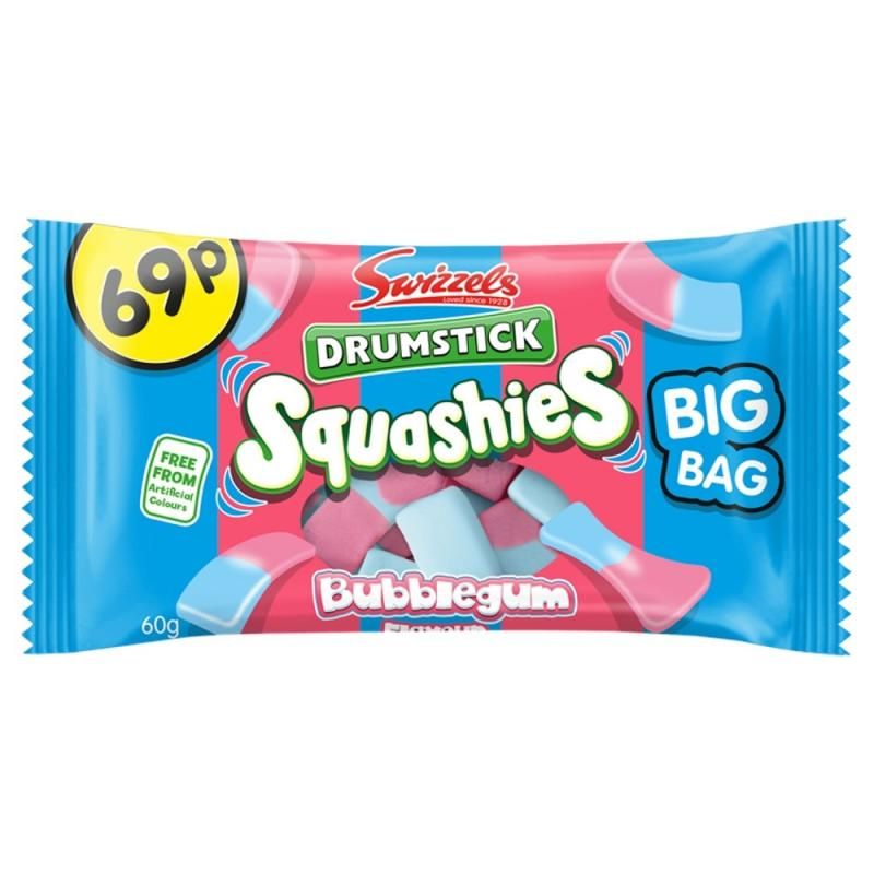 SWIZZLES SQUASHIES DRUMSTICK BUBBLEGUM 30x60G