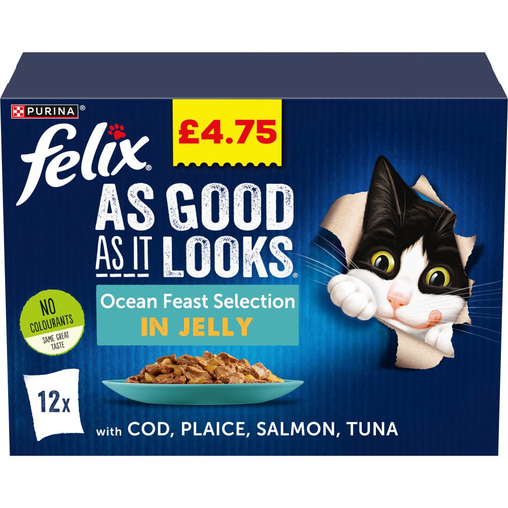 FELIX POUCH OCEAN FEAST IN JELLY 12PACK 4x85GRM