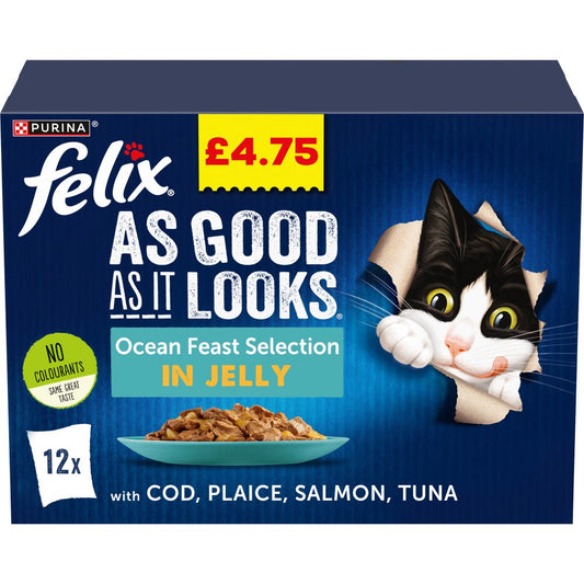 FELIX POUCH OCEAN FEAST IN JELLY 12PACK 4x85GRM