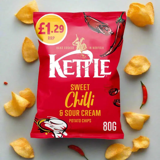KETTLE CHIPS SWEET CHILLI& SOUR CREAM 12x80G