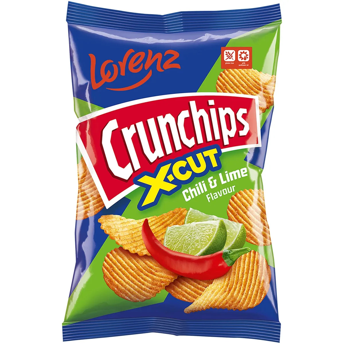 LORENZ CRUNCHIPS X-CUT CHILLI & LIME 12x130G