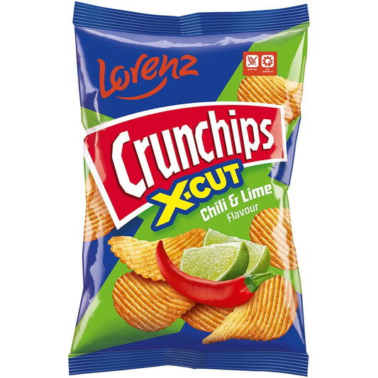 LORENZ CRUNCHIPS X-CUT CHILLI & LIME 12x130G