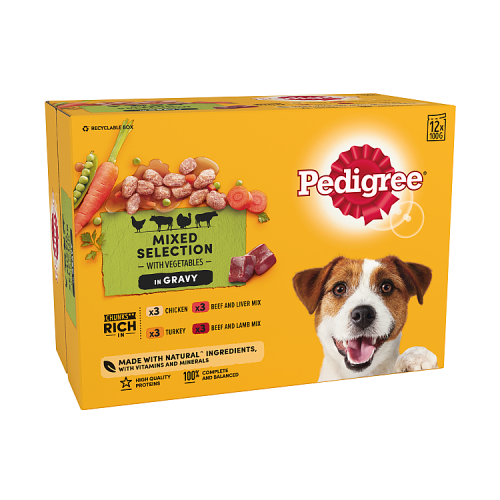 PEDIGREE POUCH MIX SELECTION GRAVY 4x12X100G