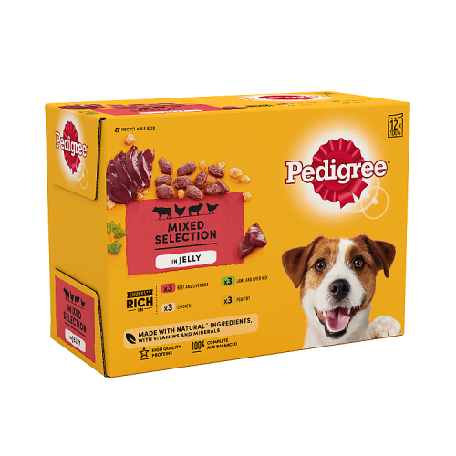 PEDIGREE Pouch Mix Selection Jelly (4 x 12 x 100g Packs)