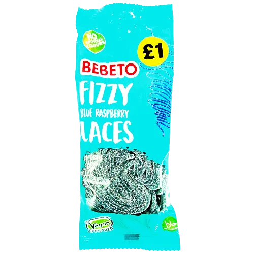 BEBETO FIZZY BLUE RASPBERRY LACES  12x140GRM