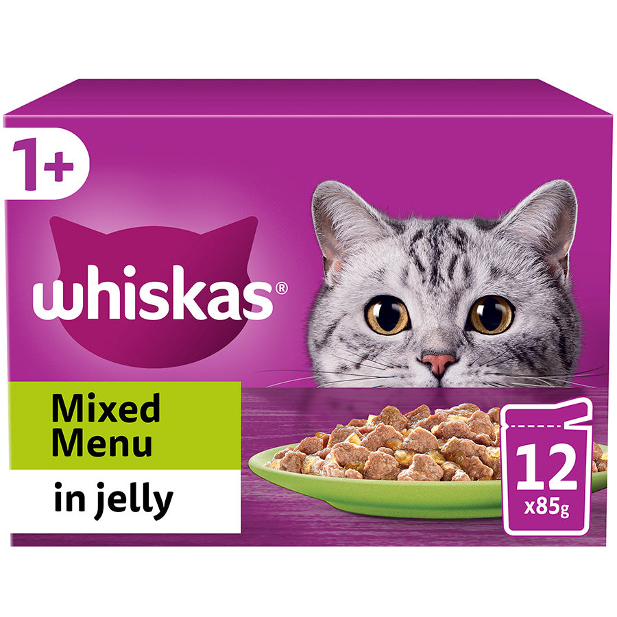 WHISKAS 1+CAT MIXED MENU IN JELLY 12PACK 4x85G