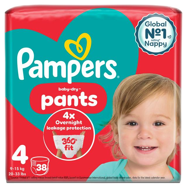 Pampers Baby Dry Nappy Pants Essential Pack Nappies Size 4, 9kg-15kg x38