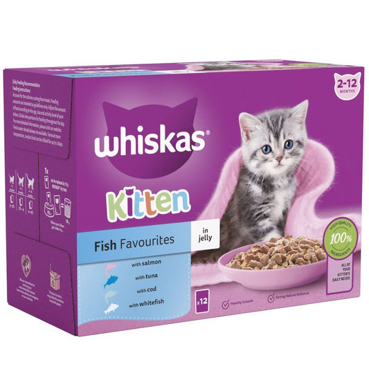 WHISKAS KITTEN TUNA WET POUCHES FISH IN JELL 4x12X85G