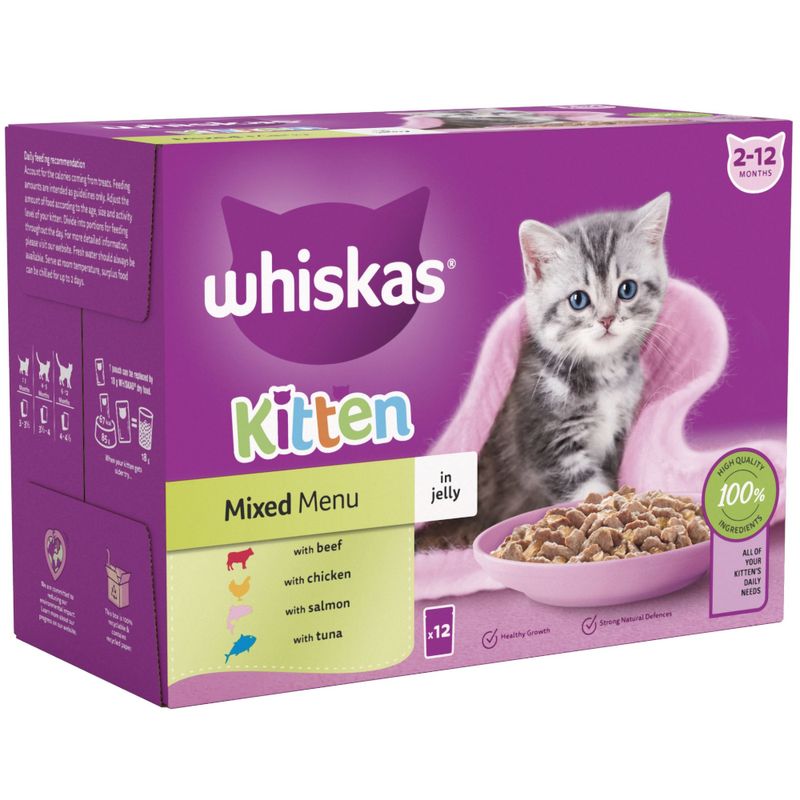WHISKAS KITTEN POUCHES MIXED IN JEL 4x12X85G