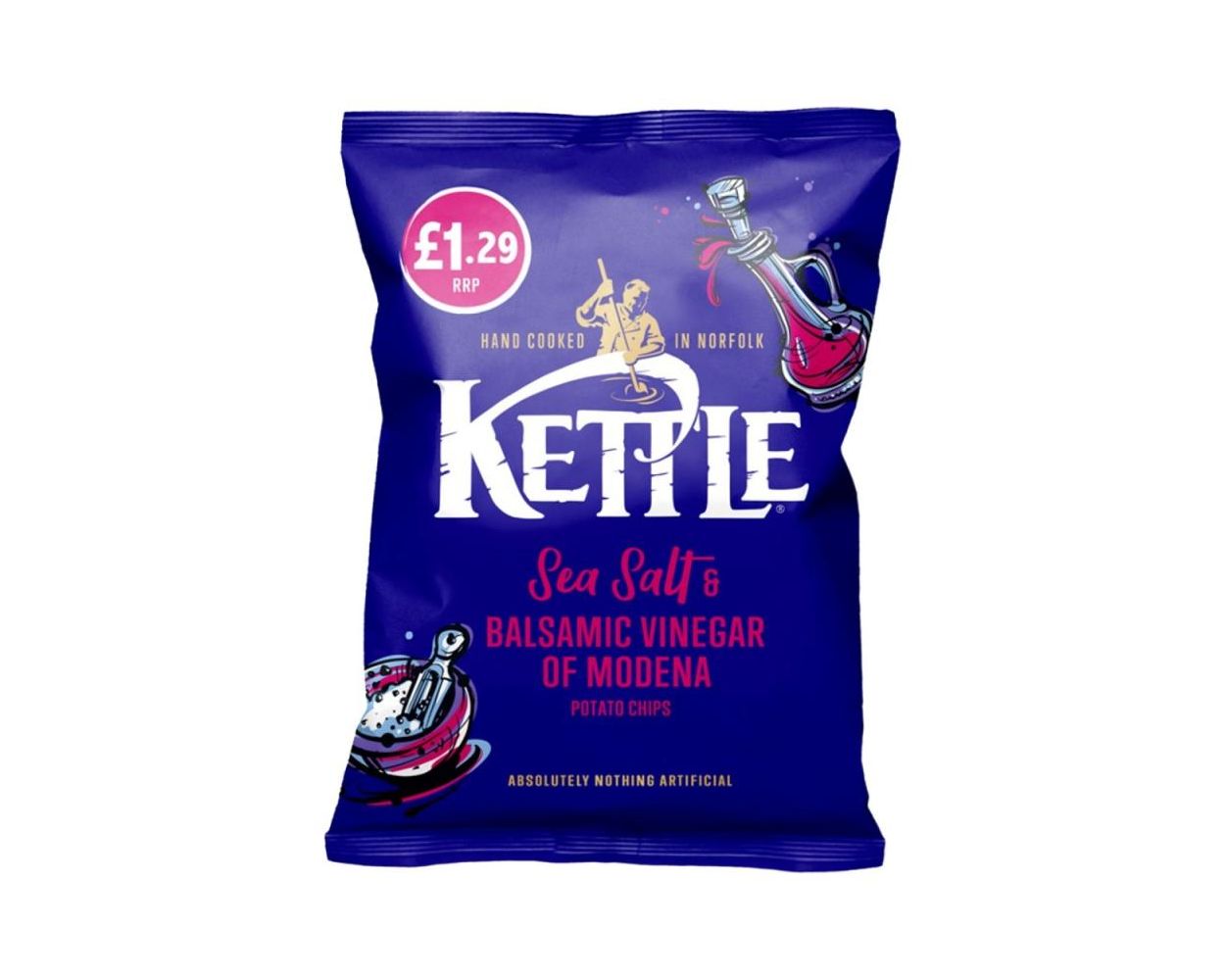 KETTLE CHIPS SEA SALT&VINEGAR 12x80G