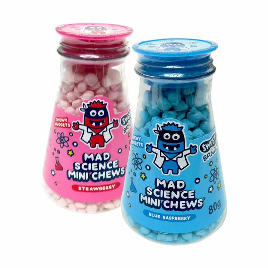 MAD SCIENCE MINI CHEWS BLUE RAS / STRAWBERRY 12x80G