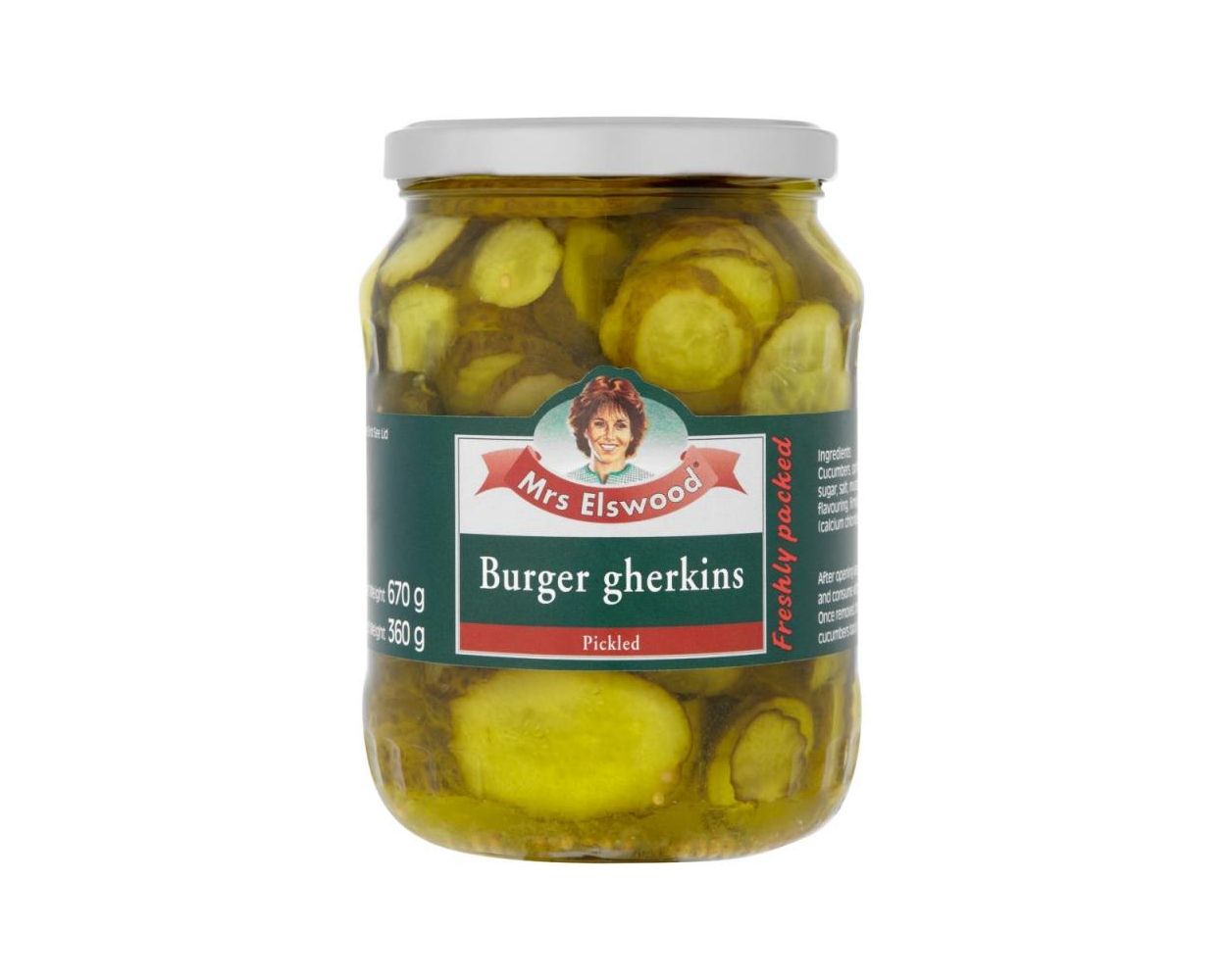 MRS ELSWOOD BURGER GHERKINS 6x670G