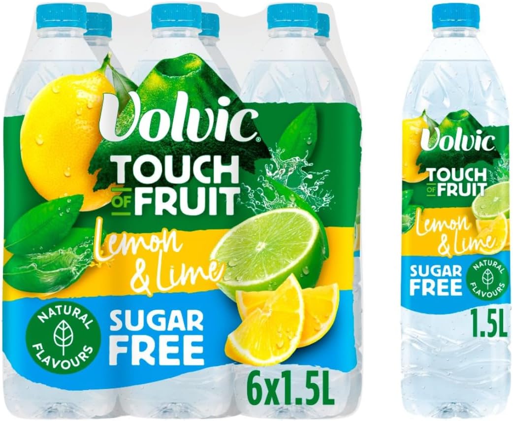 VOLVIC TOUCH OF FRUIT LEMON & LIME SUGAR FREE 6x1.5LTR