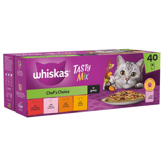 WHISKAS 1+TASTY CHEFS CHOICE IN GRAVY 4x85G