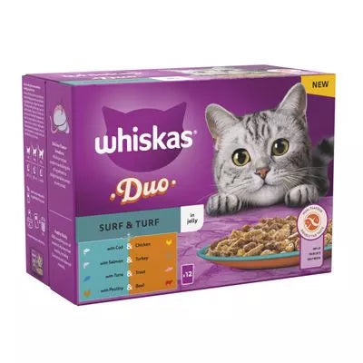 WHISKAS 1+ DUO SURF & TURF IN JELLY 4x85G