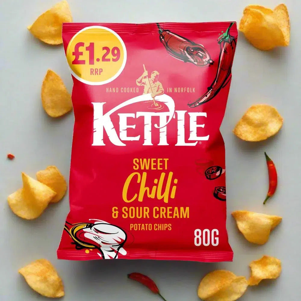 KETTLE CHIPS SWEET CHILLI& SOUR CREAM 12x80G